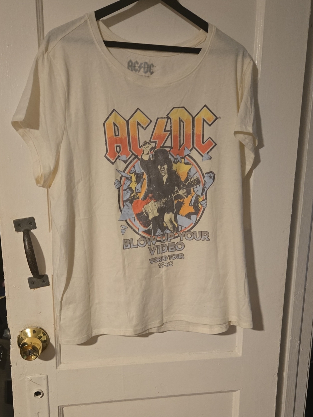 AC/DC White Short Sleeve 'Blow Up Your Video' Graphic Tee